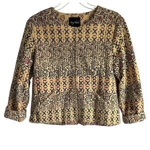 Young Threads Size L XL 100% Cotton Indian Quilted Block Print Crop Jacket